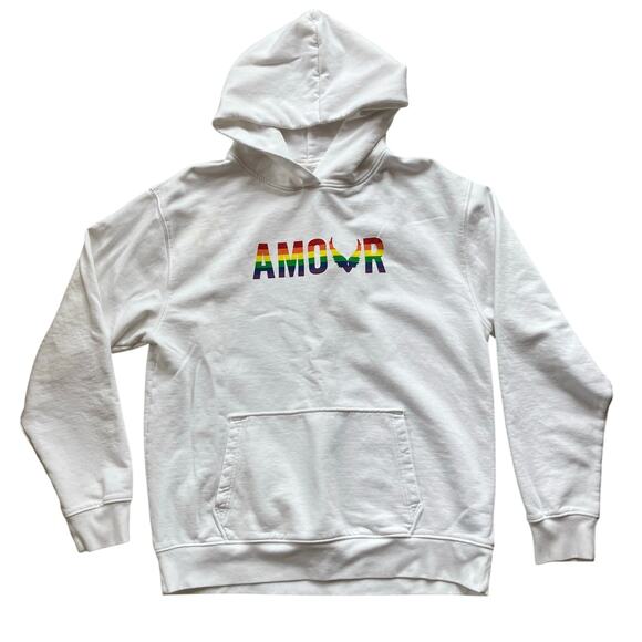 Zadig & Voltaire Sanchi Amour Wings Logo Hoodie Size XL White Rainbow - Picture 1 of 7